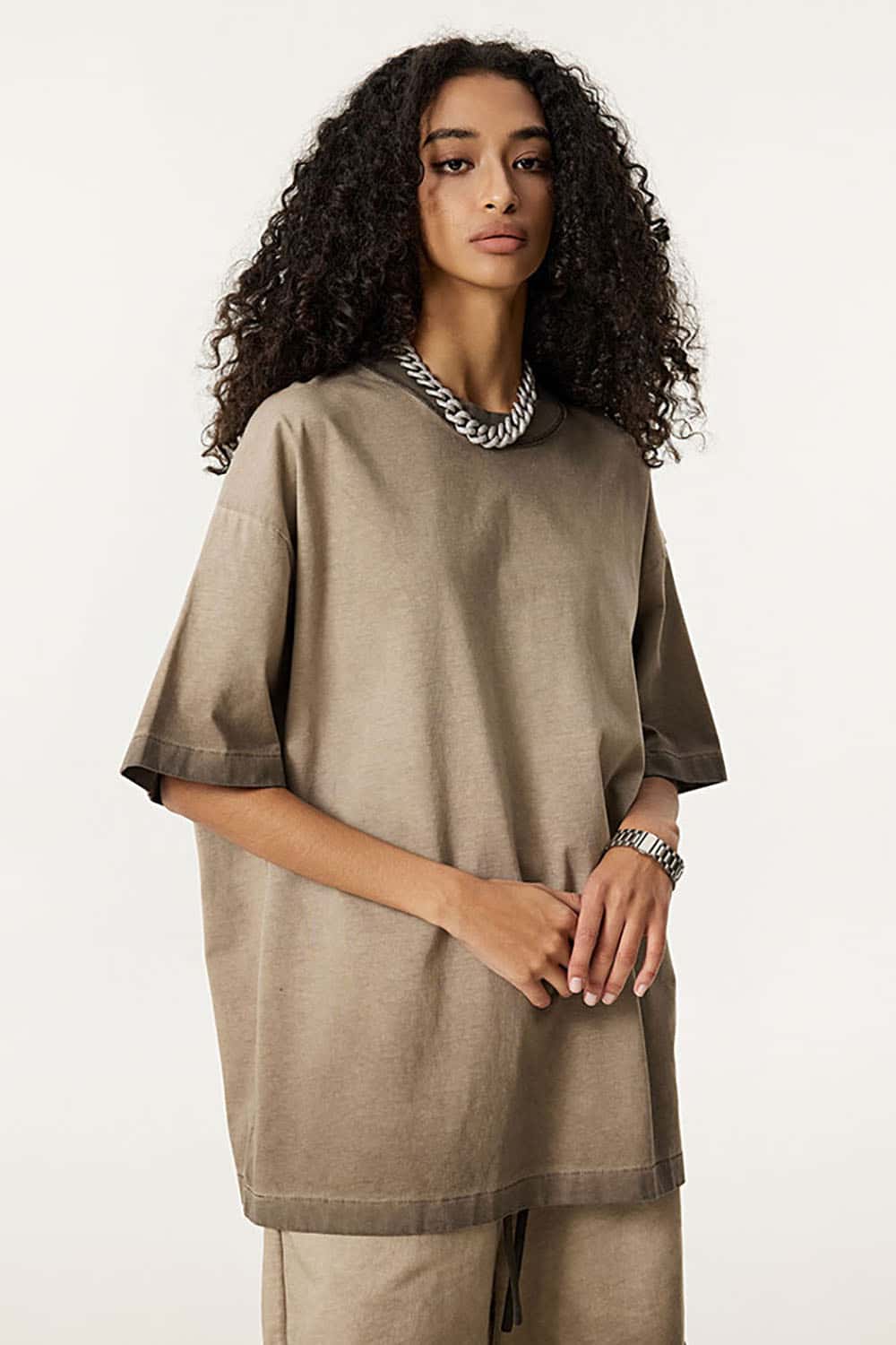 Heavyweight Cotton T-Shirt with Overdyed Finish in Unisex Oversized Fit