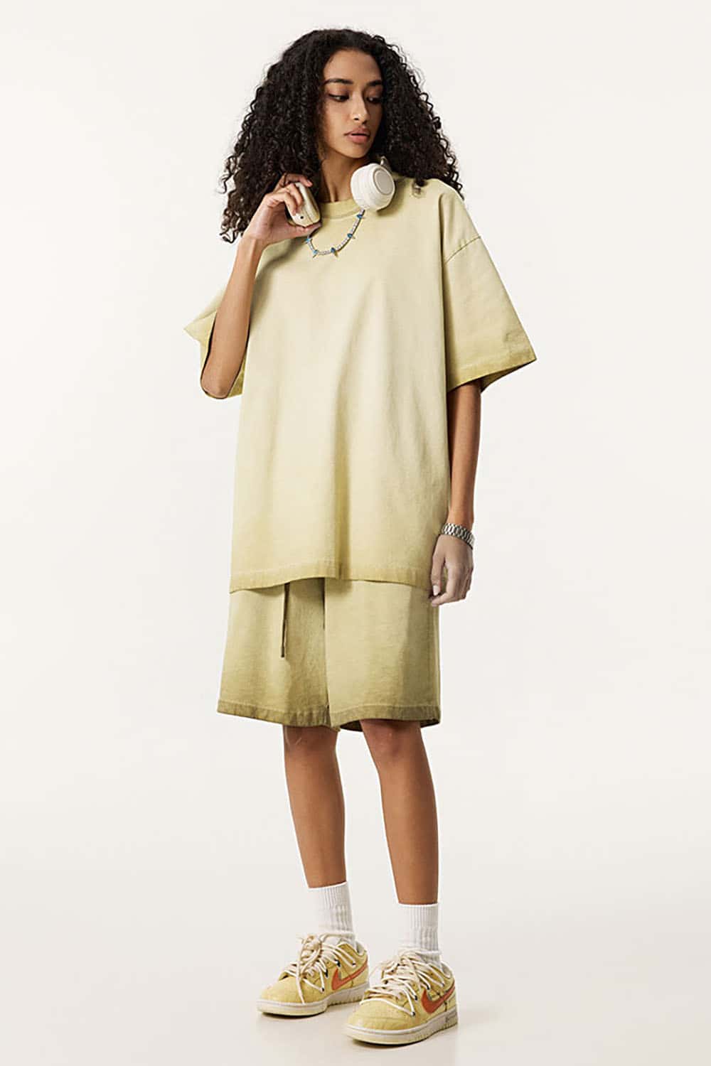 Heavyweight Cotton T-Shirt with Overdyed Finish in Unisex Oversized Fit