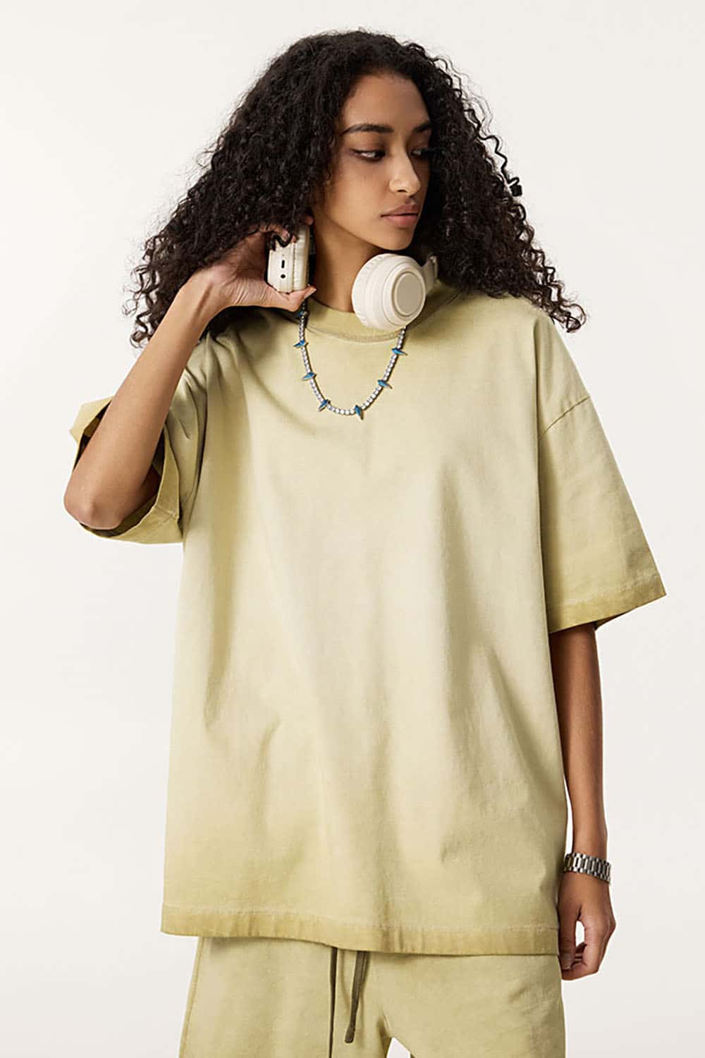 Heavyweight Cotton T-Shirt with Overdyed Finish in Unisex Oversized Fit