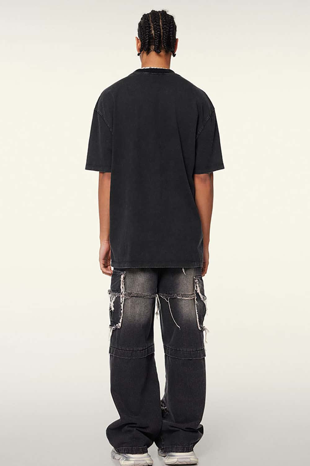 High Street Distressed Wash Loose-Fit T-Shirt with Racing Logo Graphics