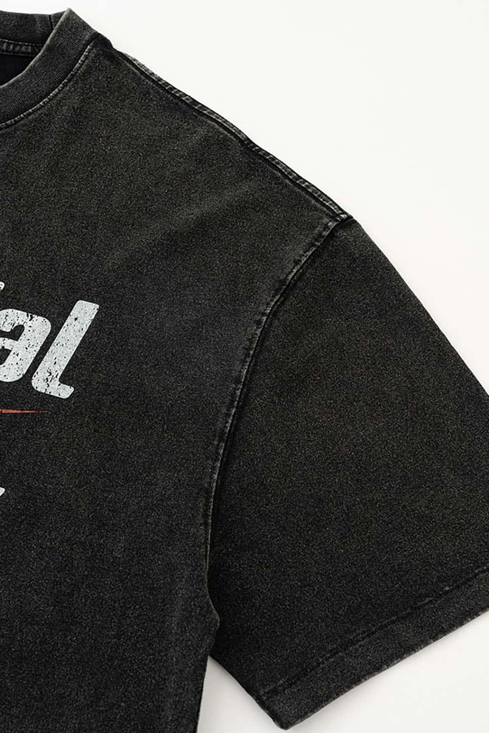 High Street Distressed Wash Loose-Fit T-Shirt with Racing Logo Graphics