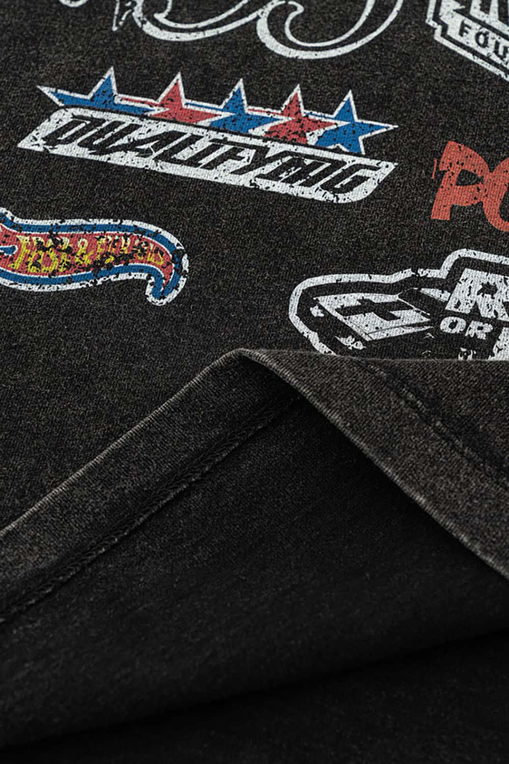 High Street Distressed Wash Loose-Fit T-Shirt with Racing Logo Graphics