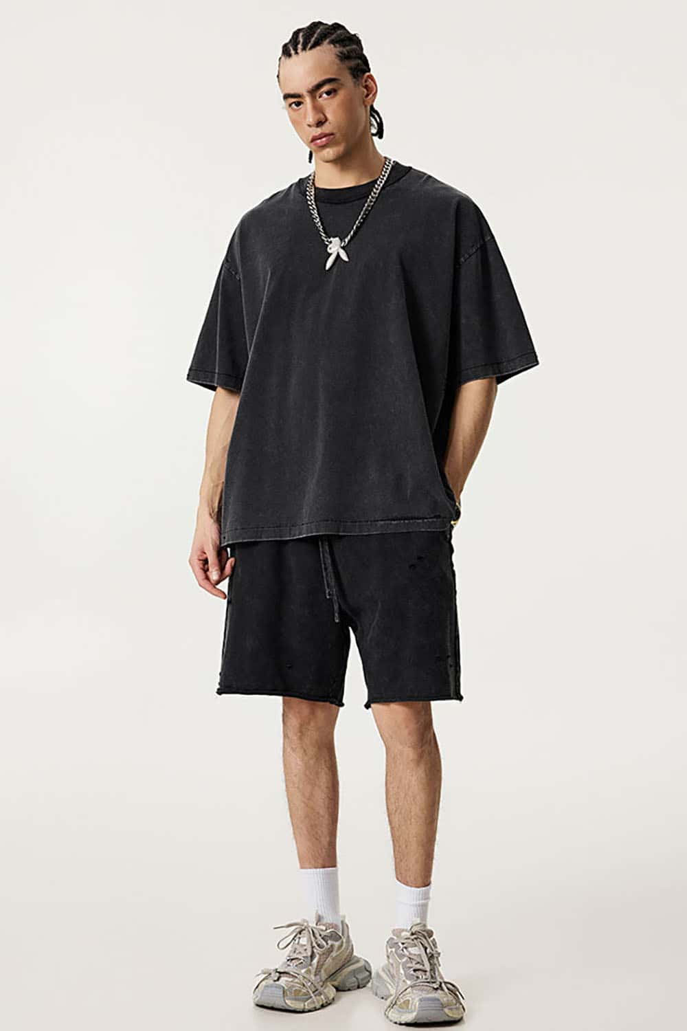 Heavyweight Washed Distressed Vintage Reverse Seam Short Sleeve T-Shirt