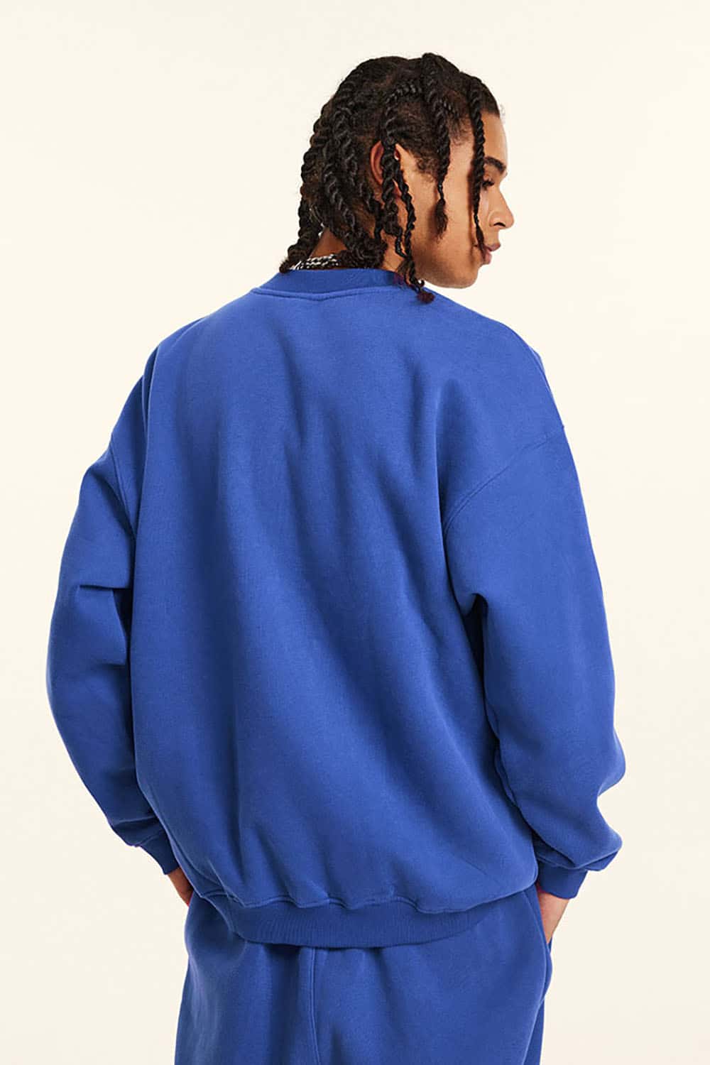 Loose Casual Basic Solid Color Fleece-Lined Thick Crew Neck Sweatshirt