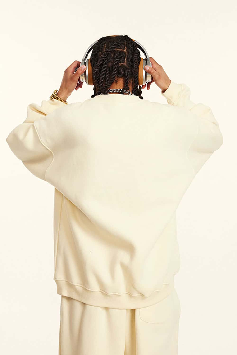 Loose Casual Basic Solid Color Fleece-Lined Thick Crew Neck Sweatshirt