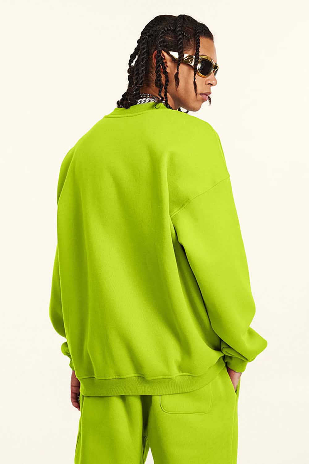 Loose Casual Basic Solid Color Fleece-Lined Thick Crew Neck Sweatshirt