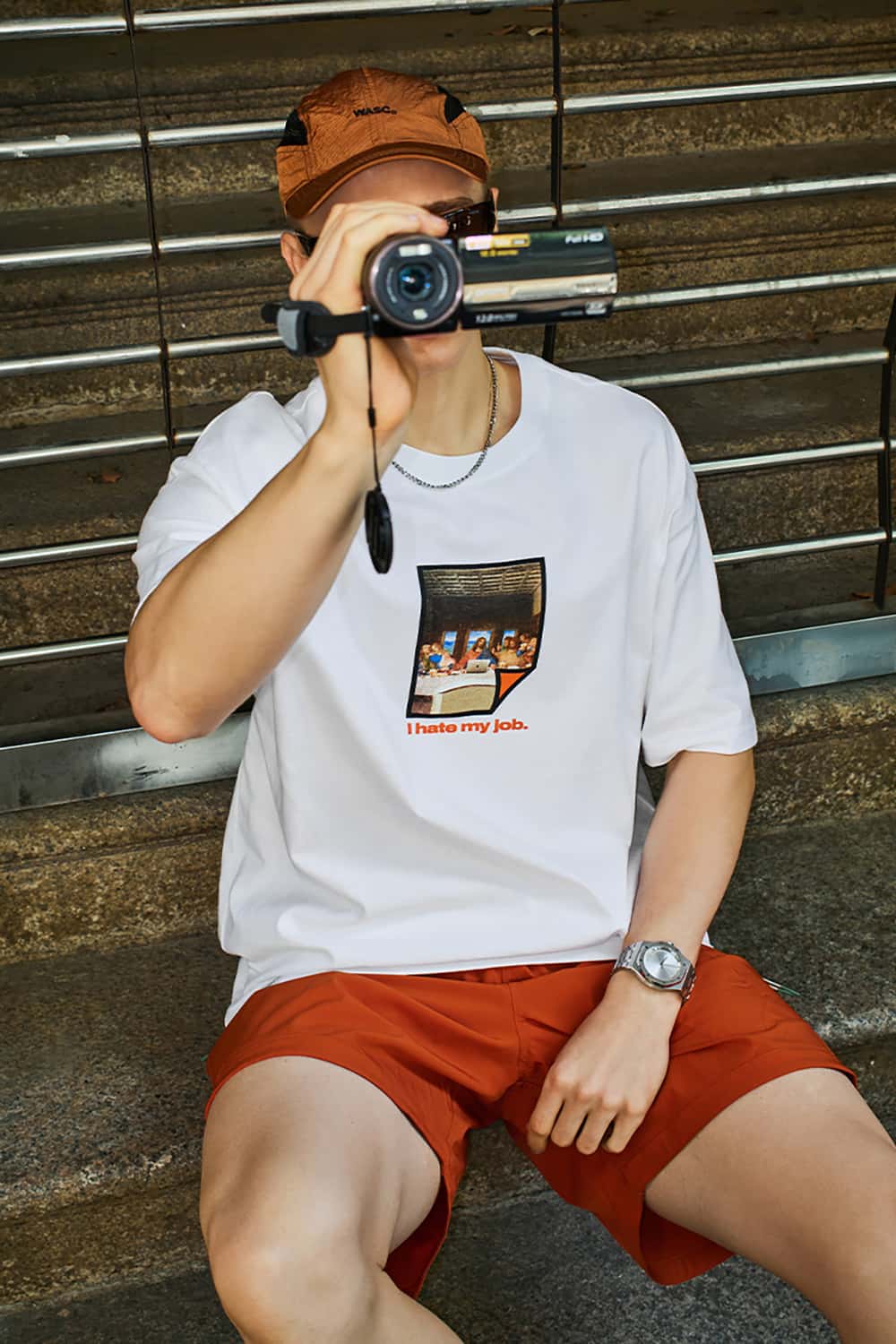 200G "I Hate My Job" Print Oversize Crew Neck T-Shirt