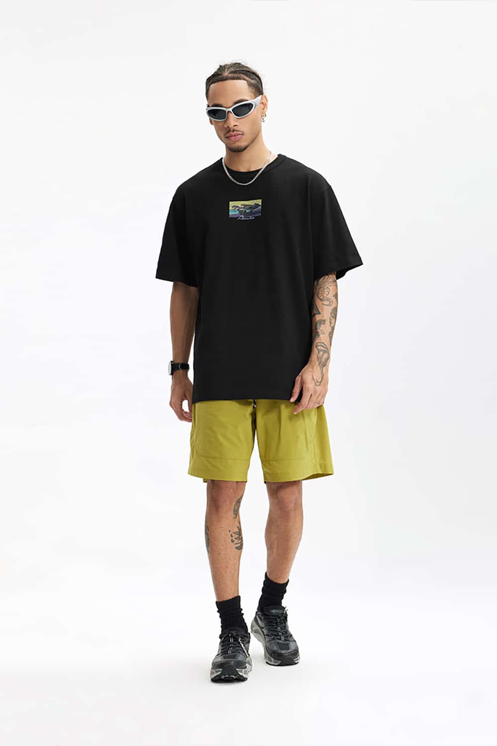 250G Heavyweight Hemp Cotton Print Fun Crew Neck T-Shirt