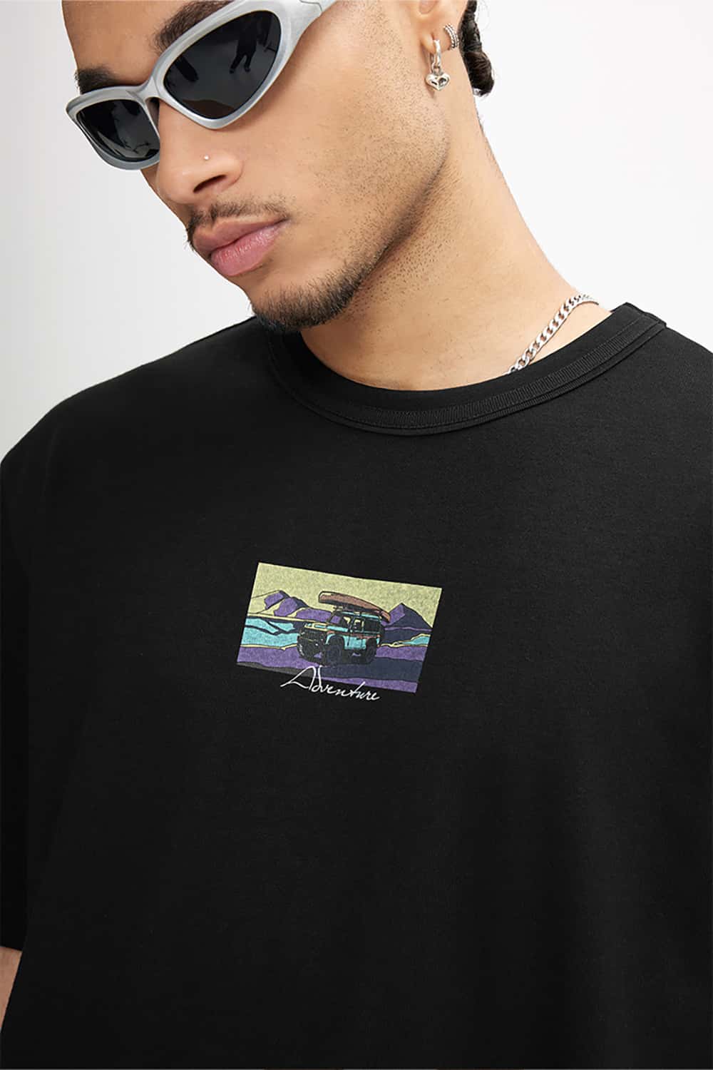 250G Heavyweight Hemp Cotton Print Fun Crew Neck T-Shirt