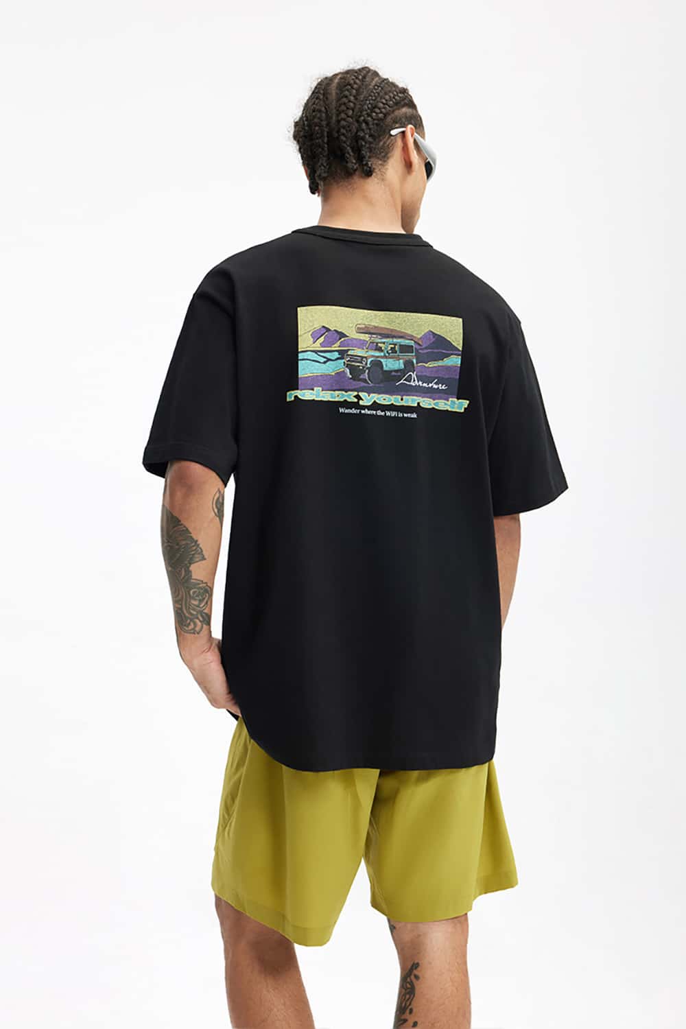 250G Heavyweight Hemp Cotton Print Fun Crew Neck T-Shirt