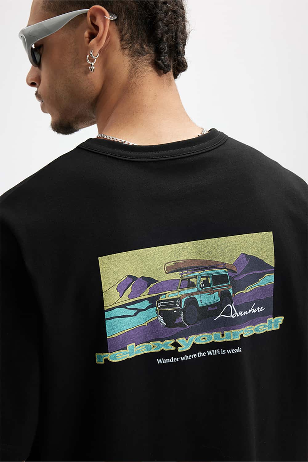 250G Heavyweight Hemp Cotton Print Fun Crew Neck T-Shirt