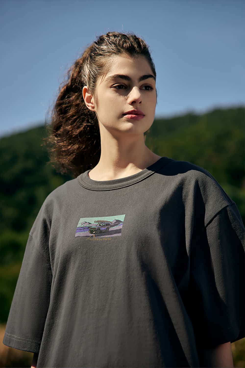 250G Heavyweight Hemp Cotton Print Fun Crew Neck T-Shirt