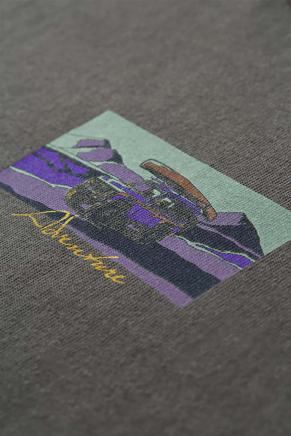 250G Heavyweight Hemp Cotton Print Fun Crew Neck T-Shirt