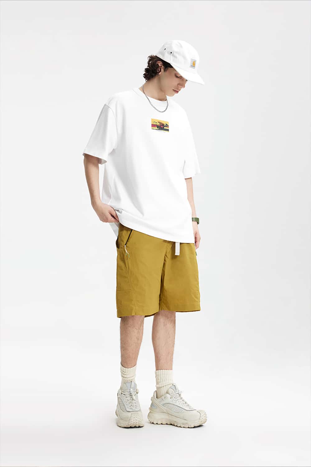 250G Heavyweight Hemp Cotton Print Fun Crew Neck T-Shirt