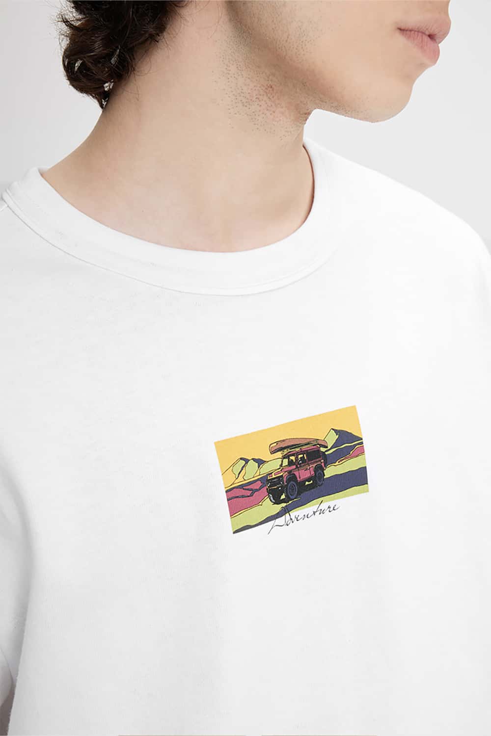 250G Heavyweight Hemp Cotton Print Fun Crew Neck T-Shirt