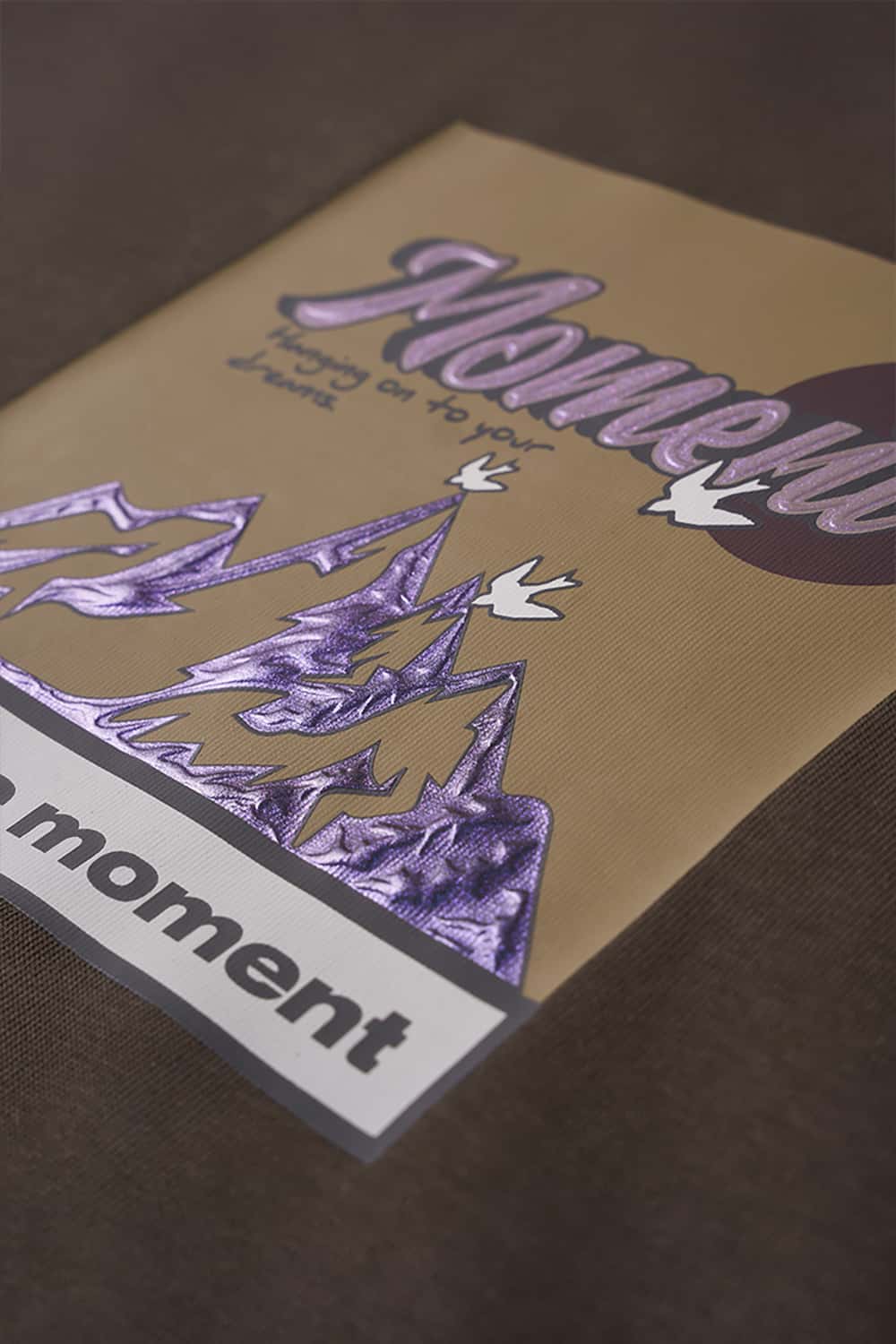 265G Silver Foil Print Heavyweight Loose Crew Neck T-Shirt