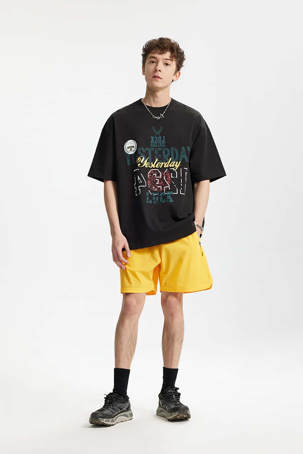 265G Vintage Print Heavyweight Loose Crew Neck T-Shirt