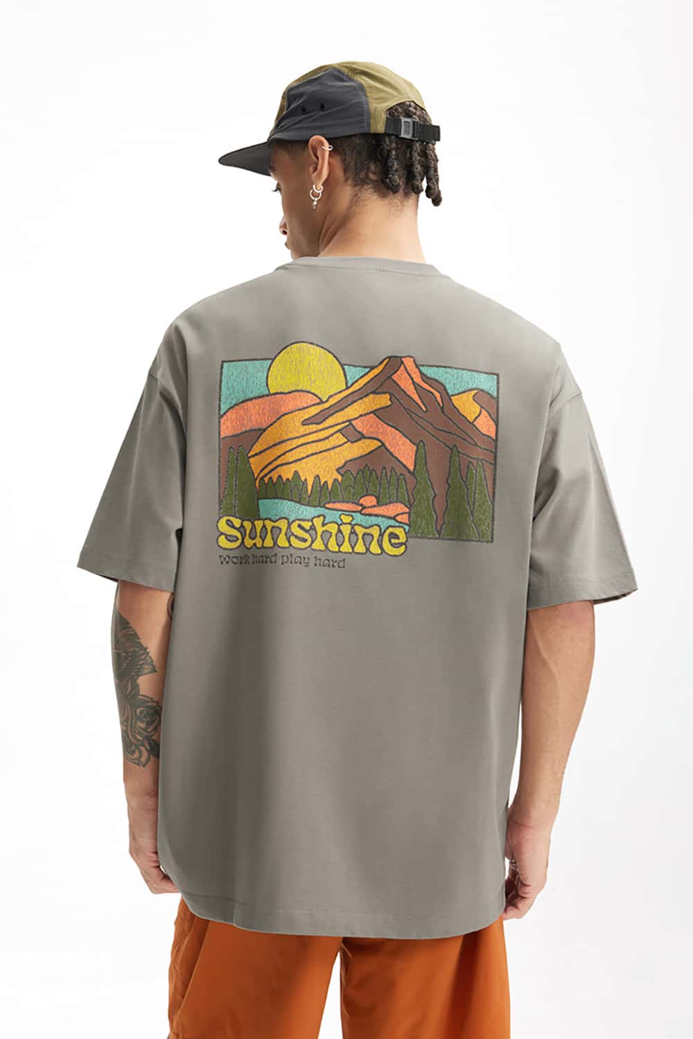 265G Outdoor Embroidered Puff Print Heavyweight Casual T-Shirt