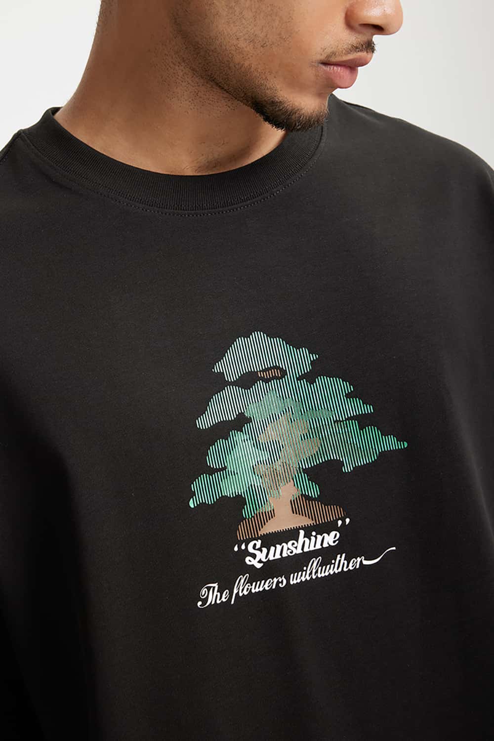 265G Forest-Themed Colorful Thick Print Heavyweight Casual T-Shirt