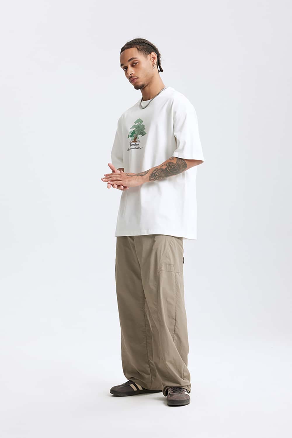 265G Forest-Themed Colorful Thick Print Heavyweight Casual T-Shirt