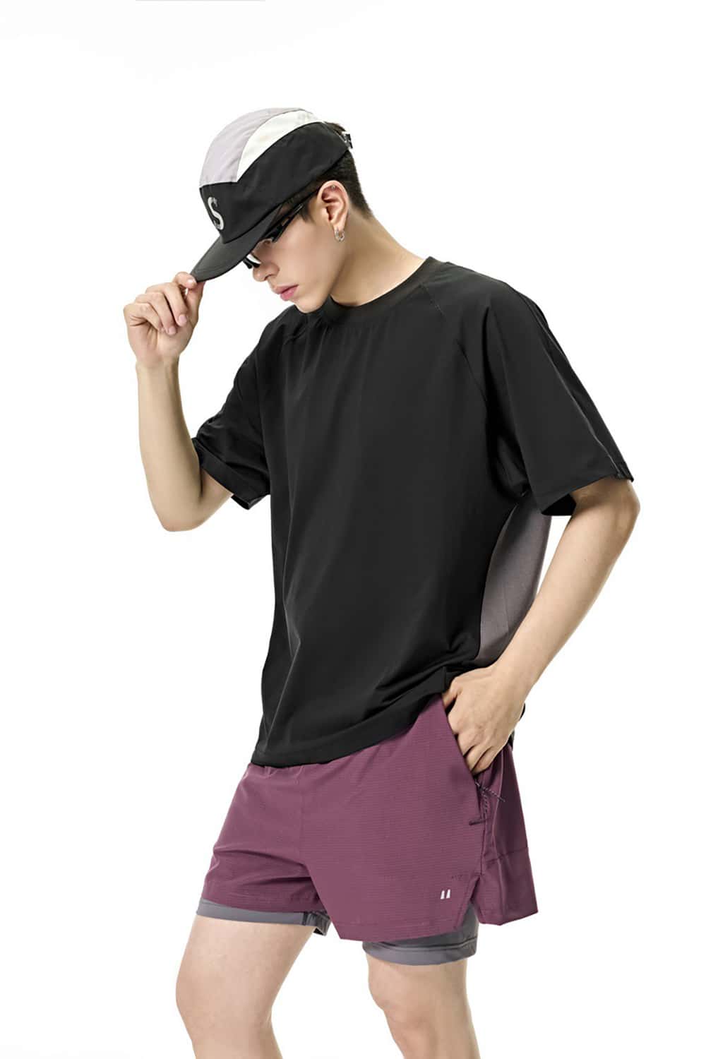Breathable Outdoor Sports T-Shirt with Four-Needle Six-Thread Quick-Dry Short Sleeves