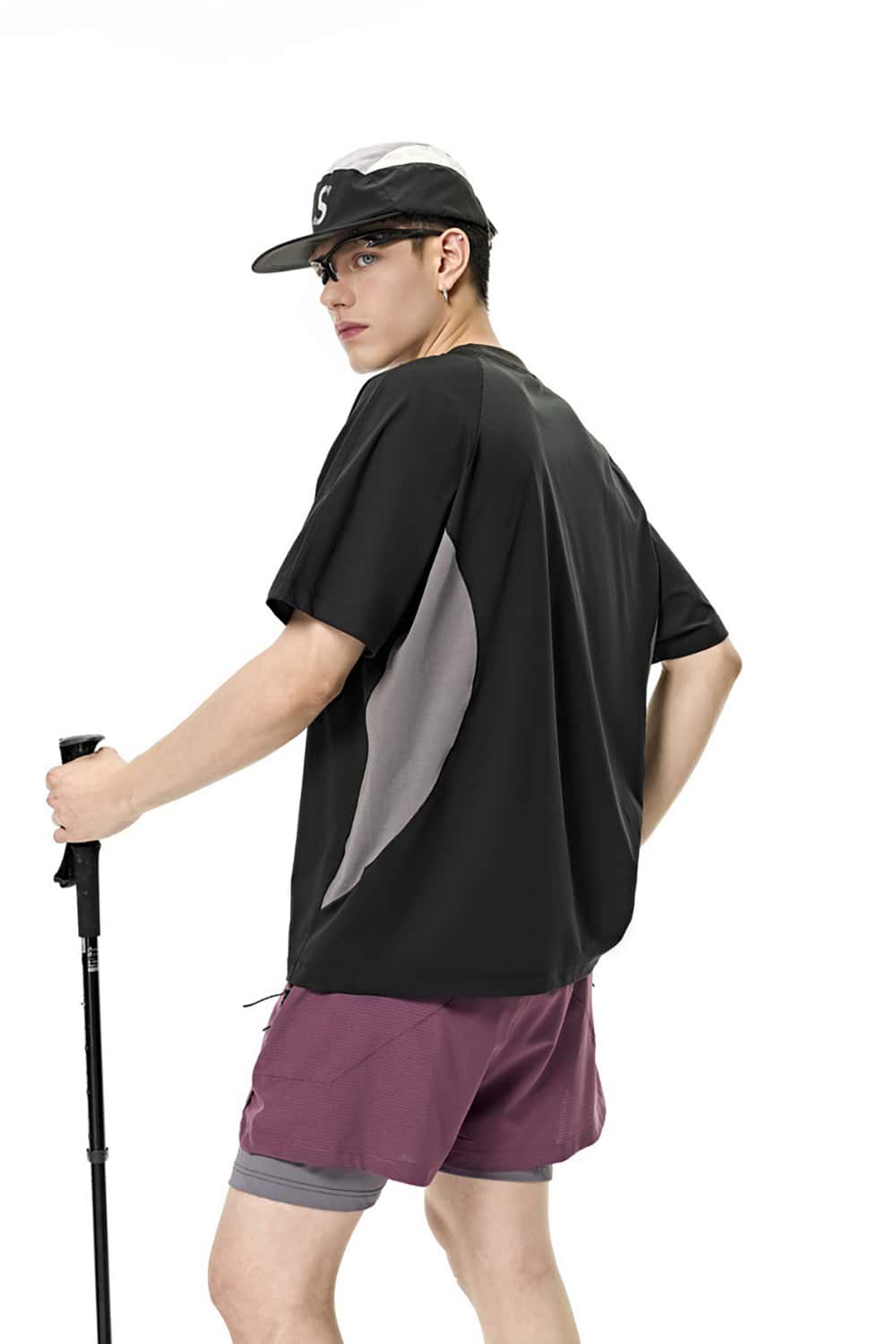 Breathable Outdoor Sports T-Shirt with Four-Needle Six-Thread Quick-Dry Short Sleeves