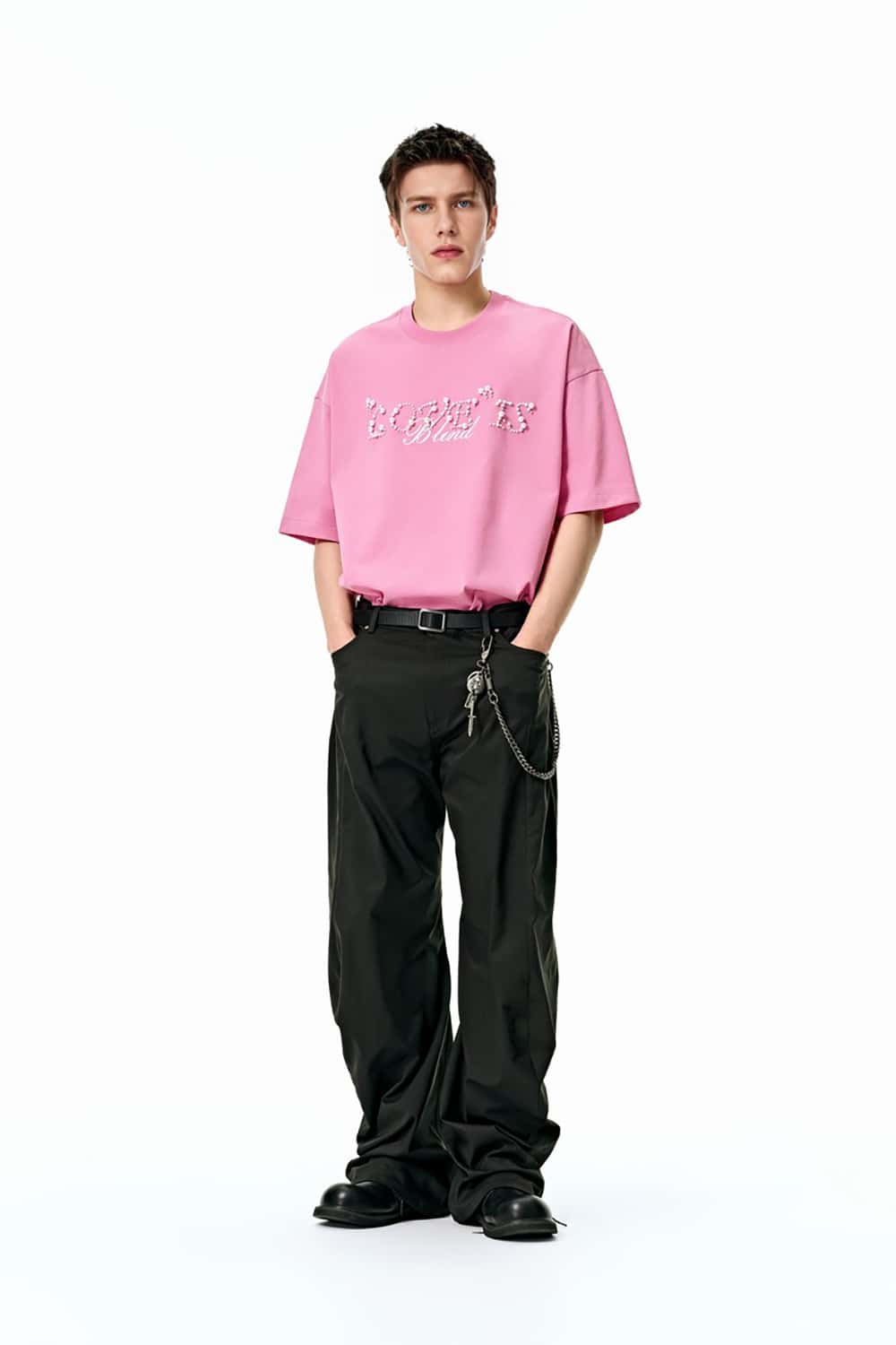 Heavyweight 260g Beaded Lettering Casual Couple's Short Sleeve T-Shirt