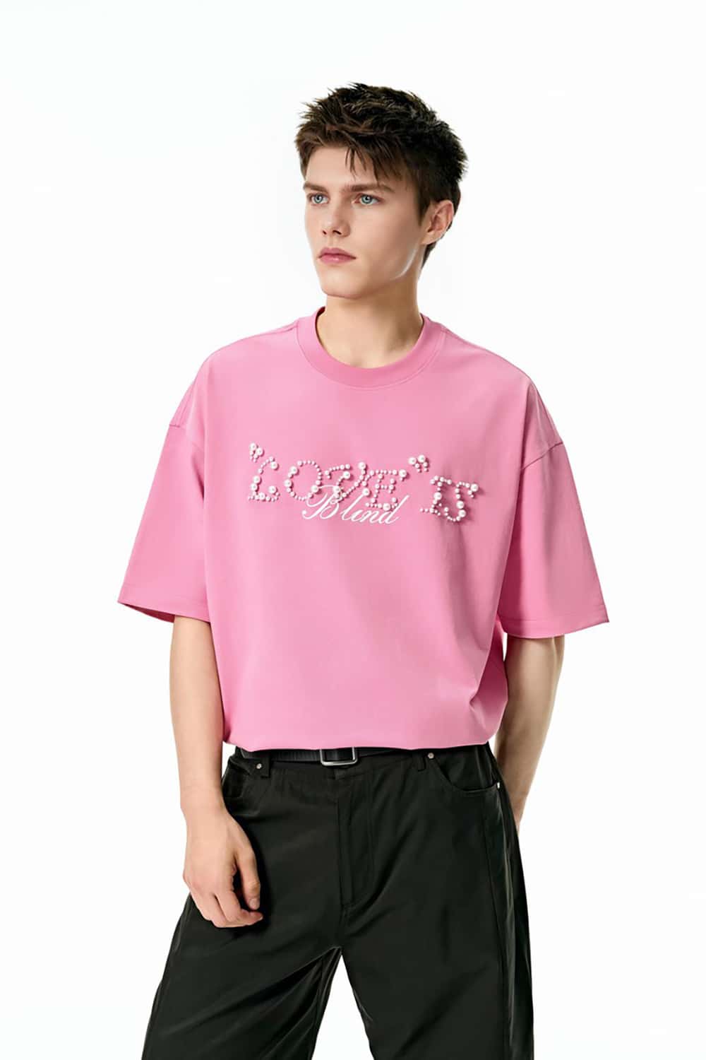 Heavyweight 260g Beaded Lettering Casual Couple's Short Sleeve T-Shirt