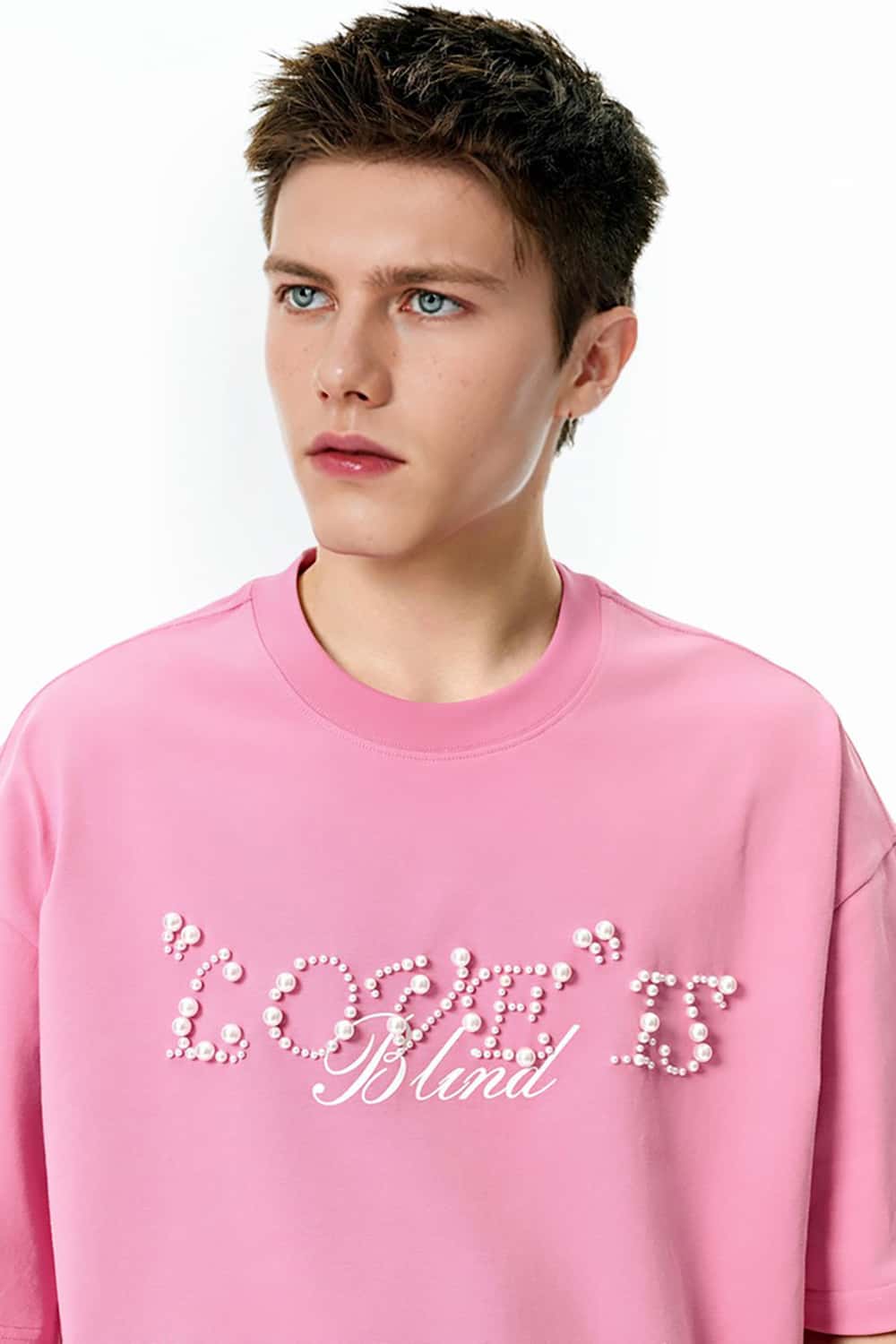 Heavyweight 260g Beaded Lettering Casual Couple's Short Sleeve T-Shirt
