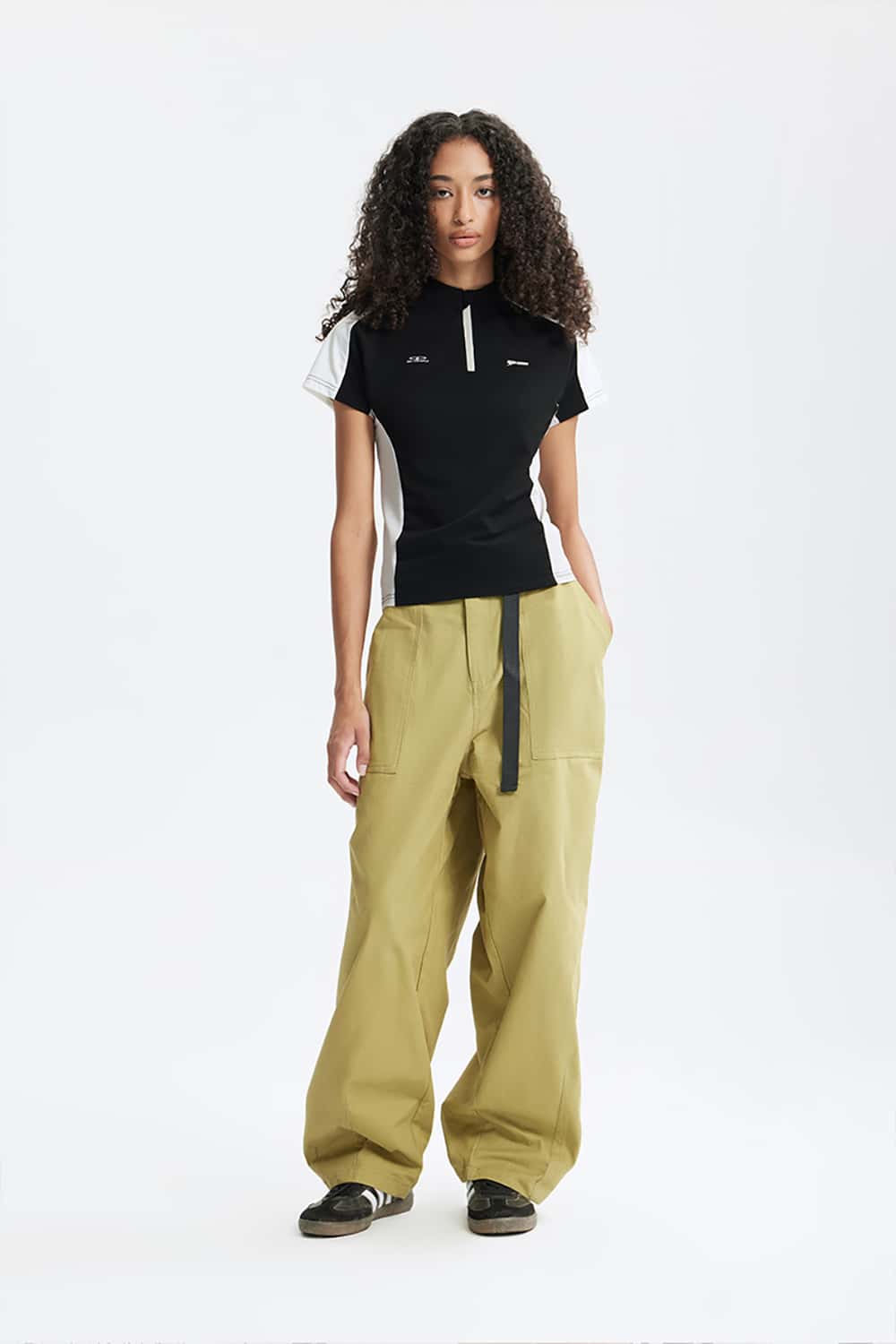 Cooling Zip-Up Cycling T-Shirt with Contrast Paneling Short Sleeve