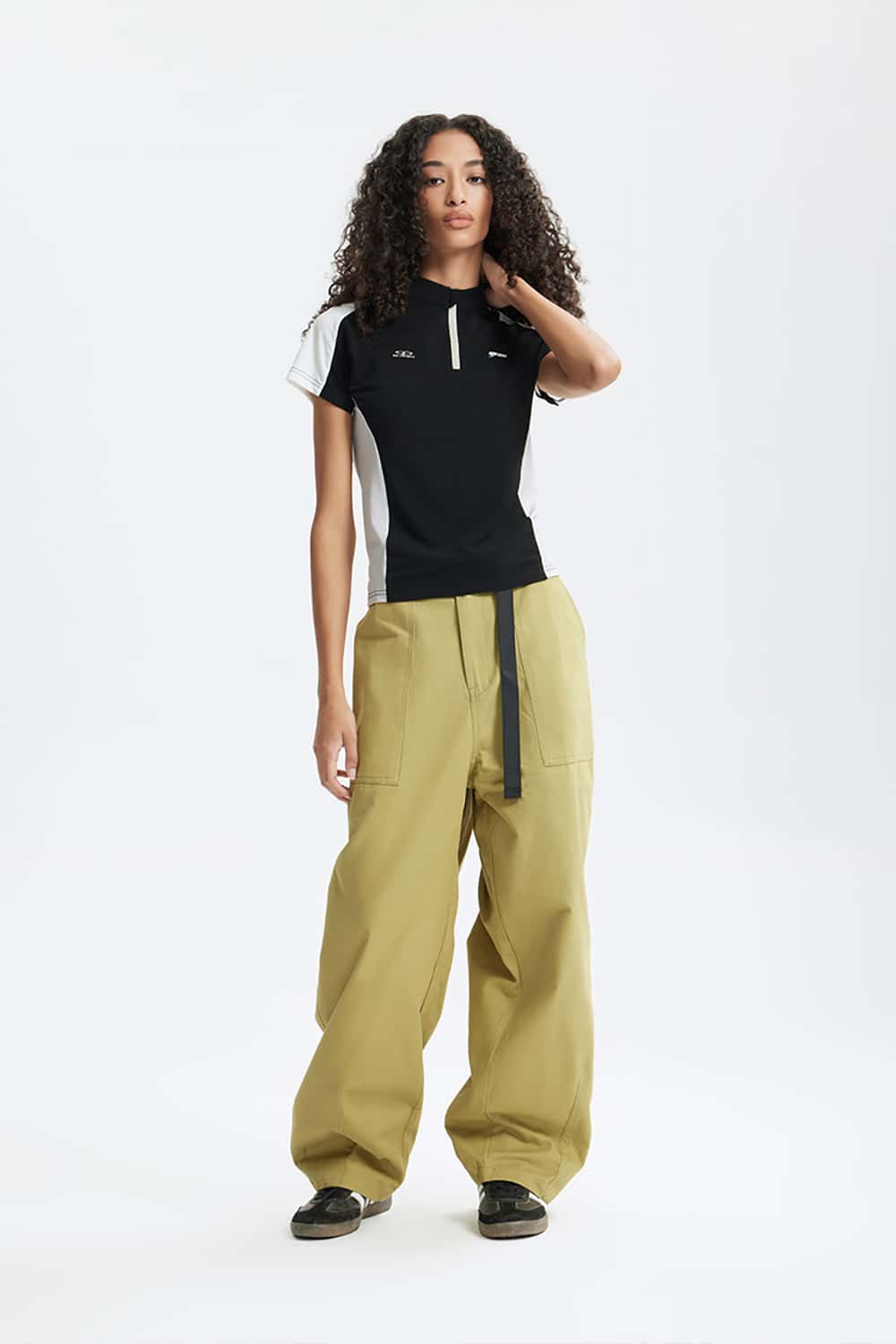 Cooling Zip-Up Cycling T-Shirt with Contrast Paneling Short Sleeve