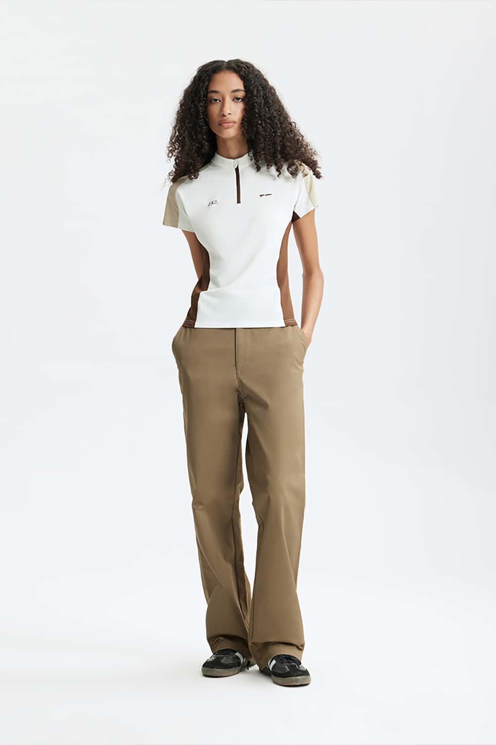 Cooling Zip-Up Cycling T-Shirt with Contrast Paneling Short Sleeve