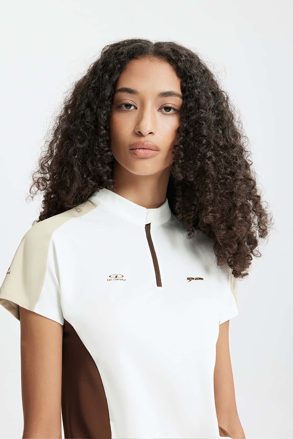 Cooling Zip-Up Cycling T-Shirt with Contrast Paneling Short Sleeve