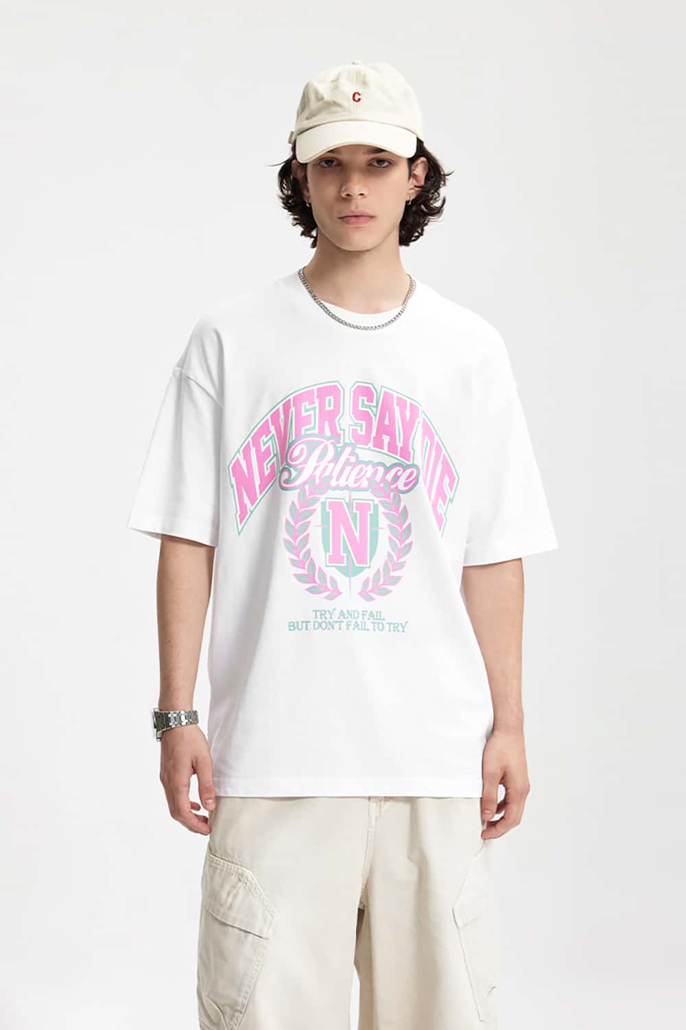 Velvet Faux Pearl Print Loose Short Sleeve T-Shirt