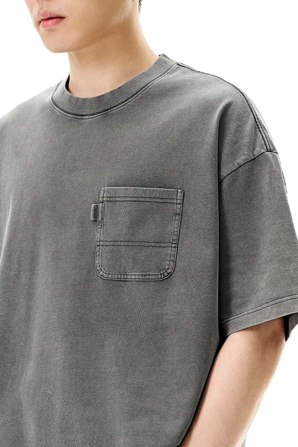 Heavyweight 270g Washed Vintage Cotton Workwear T-Shirt with Pocket