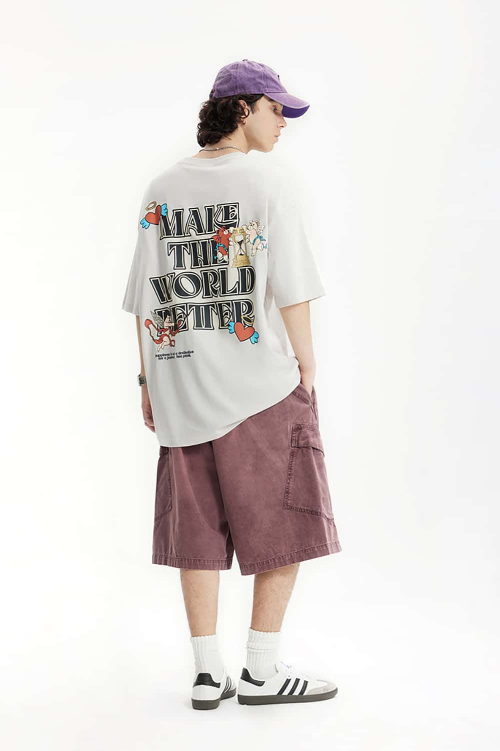 Loose Cotton Streetwear T-Shirt with "Treat Yourself" Print