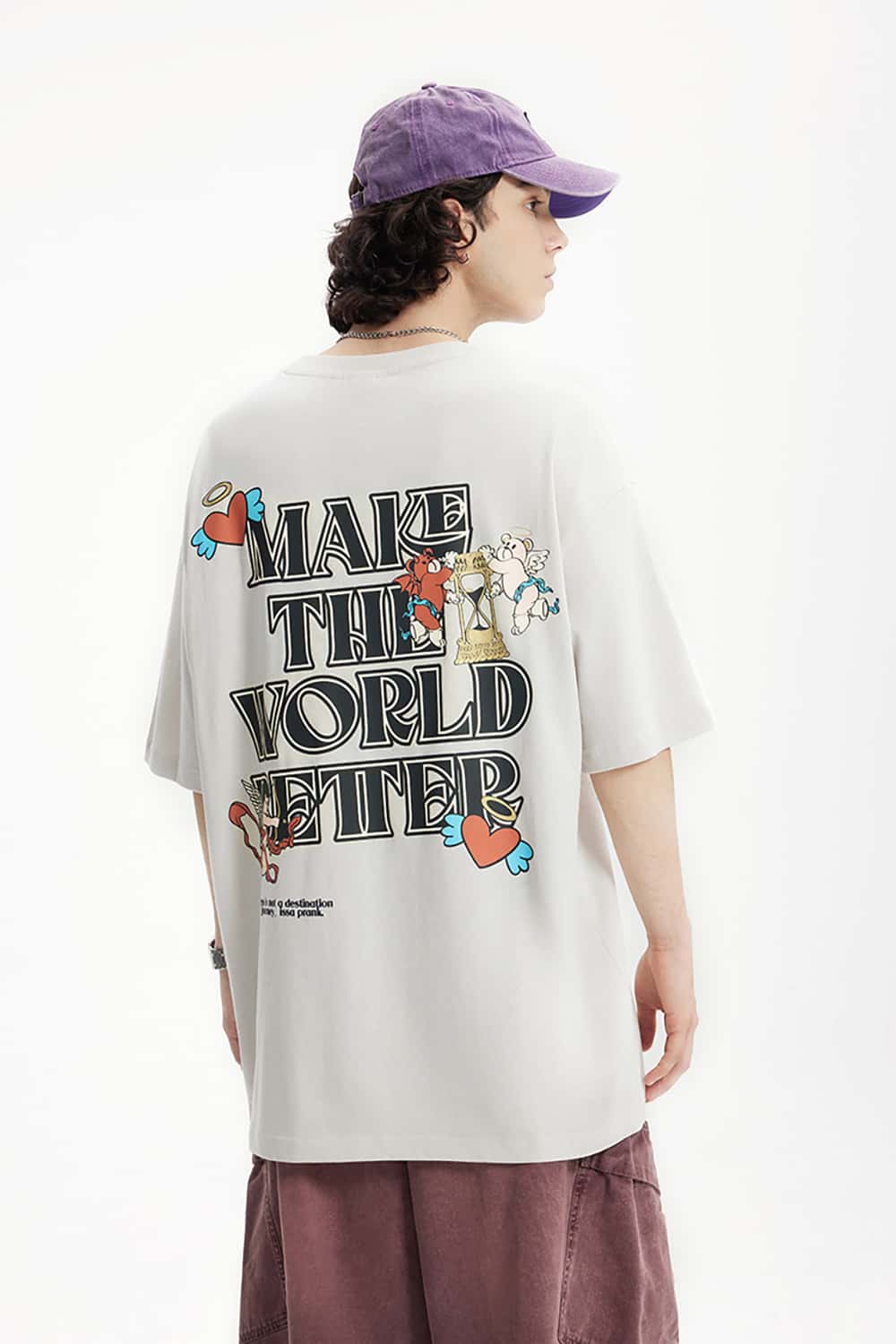 Loose Cotton Streetwear T-Shirt with "Treat Yourself" Print