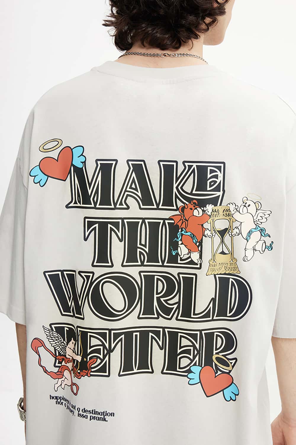 Loose Cotton Streetwear T-Shirt with "Treat Yourself" Print