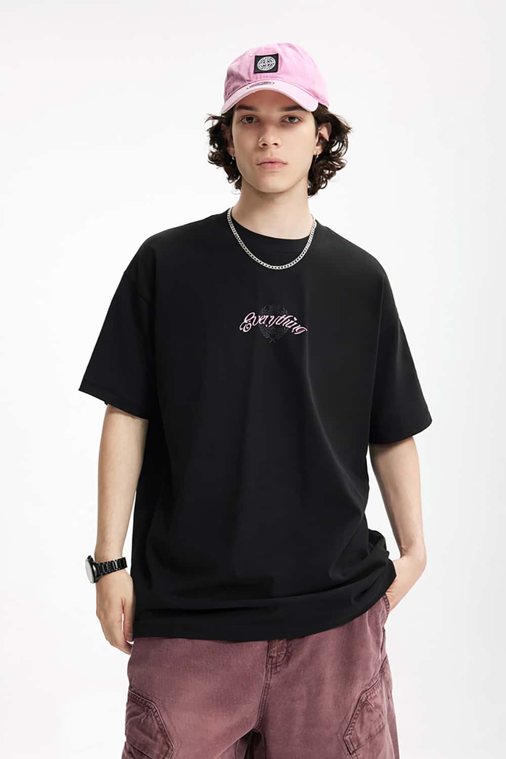 Batwing Sleeve Printed Cotton T-Shirt - Loose Streetwear Style