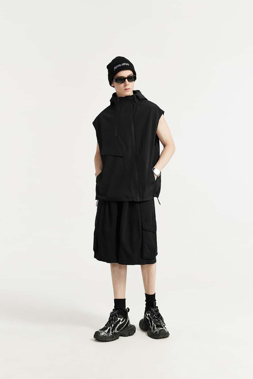 Functional Zippered Vest with Hood - Urban Streetwear Jacket