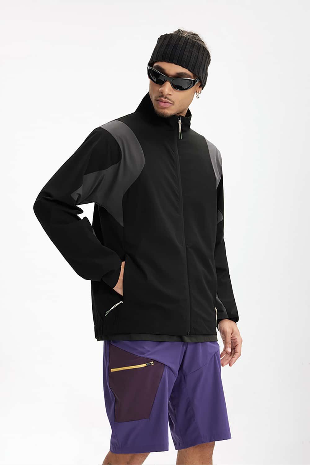 Windbreaker Cycling Jacket with Stand-Up Collar - Outdoor Performance Wear
