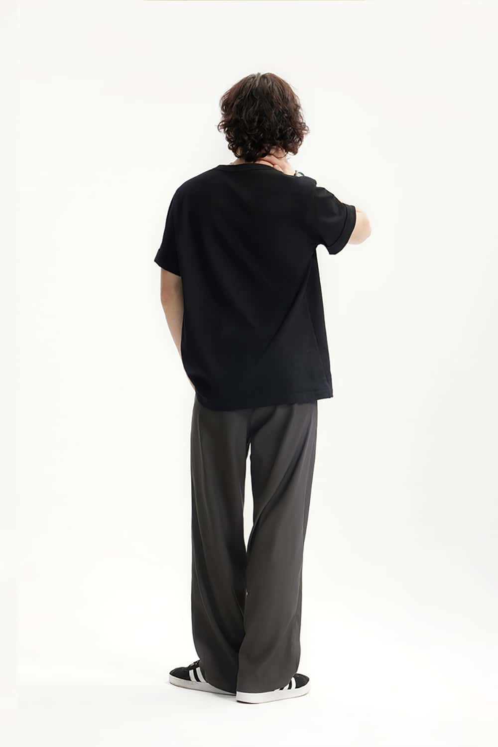 High-Waisted Draped Casual Trousers with Pockets - Elegant Streetwear