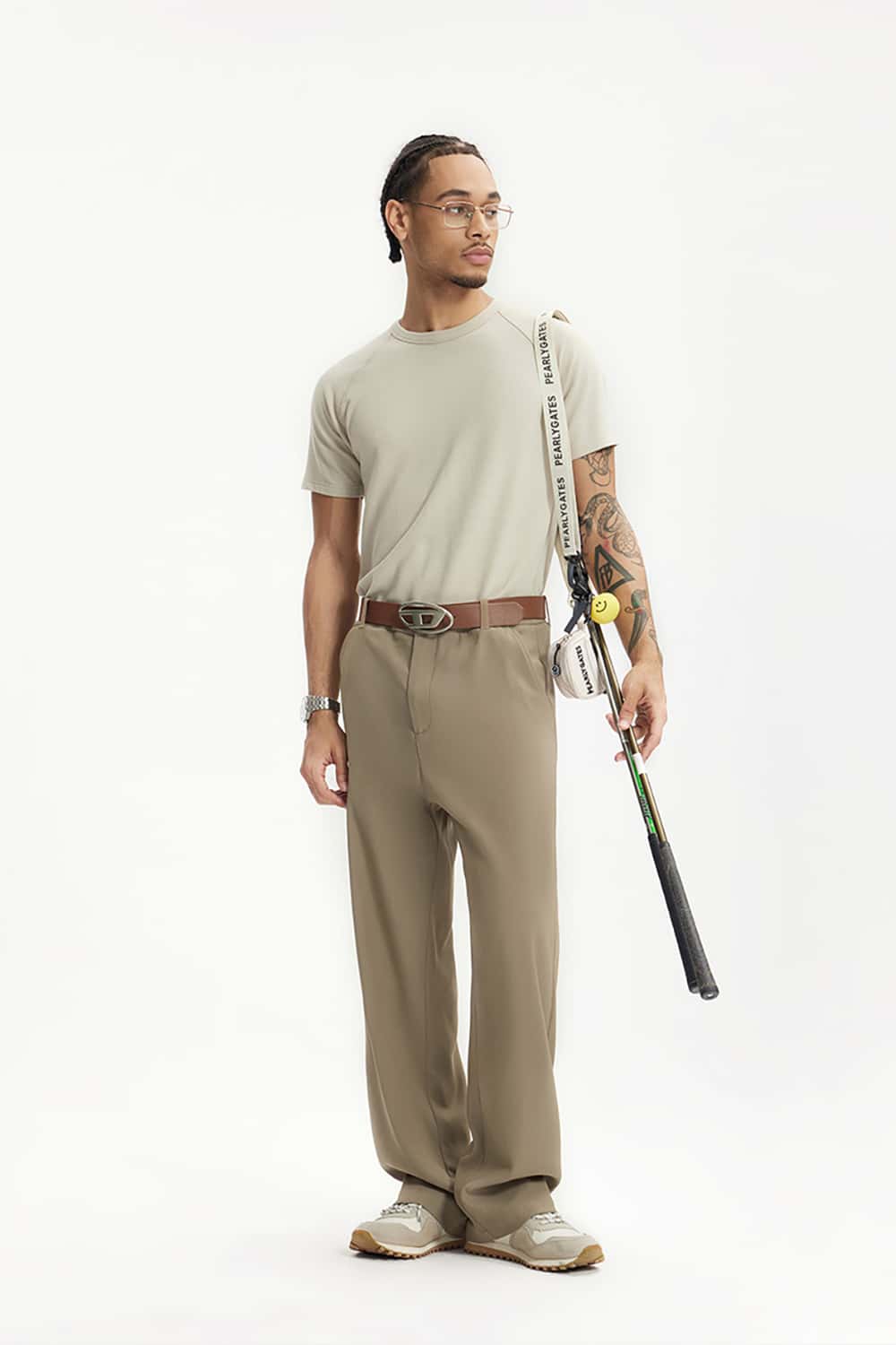 High-Waisted Draped Casual Trousers with Pockets - Elegant Streetwear