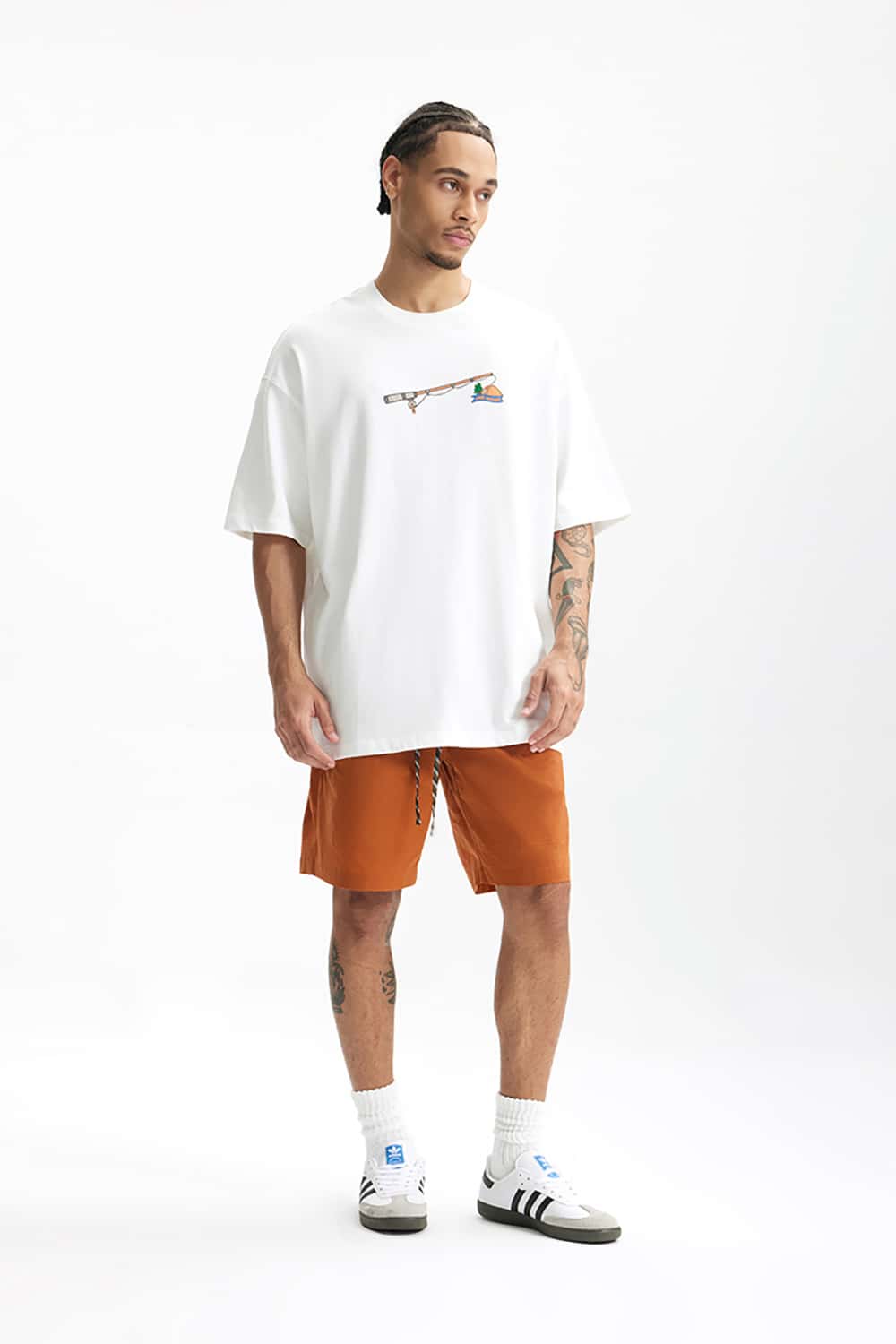Heavyweight 3D Foam Print T-Shirt - Loose Fit Round Neck Short Sleeve