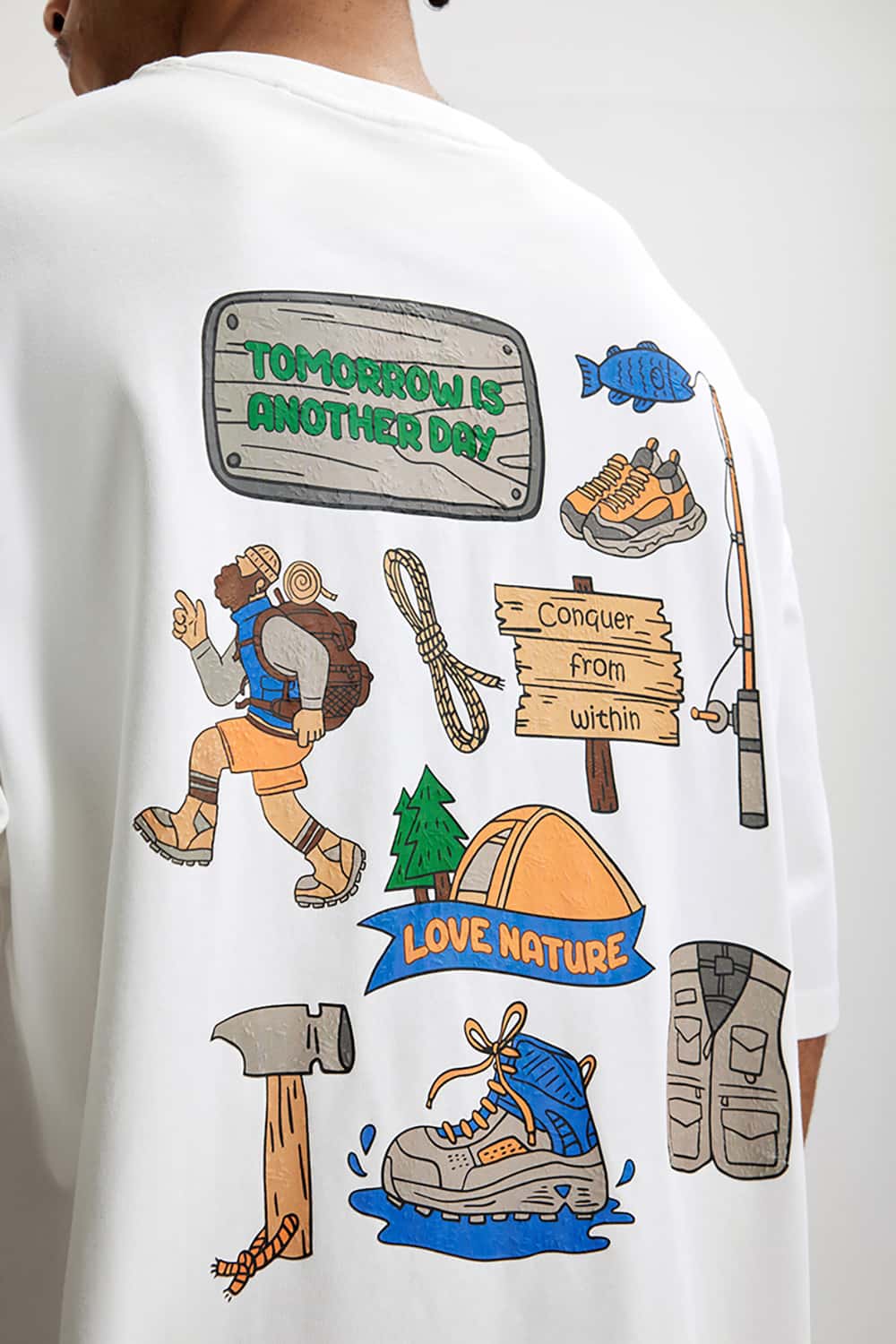 Heavyweight 3D Foam Print T-Shirt - Loose Fit Round Neck Short Sleeve