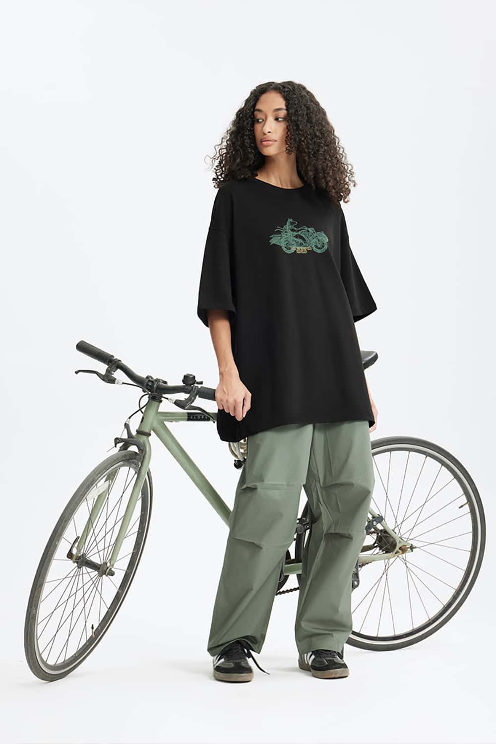 Heavyweight Motorcycle Foam Print T-Shirt - 265G Street Casual Short Sleeve