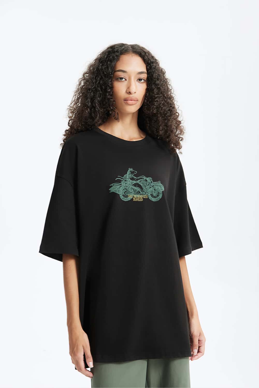 Heavyweight Motorcycle Foam Print T-Shirt - 265G Street Casual Short Sleeve