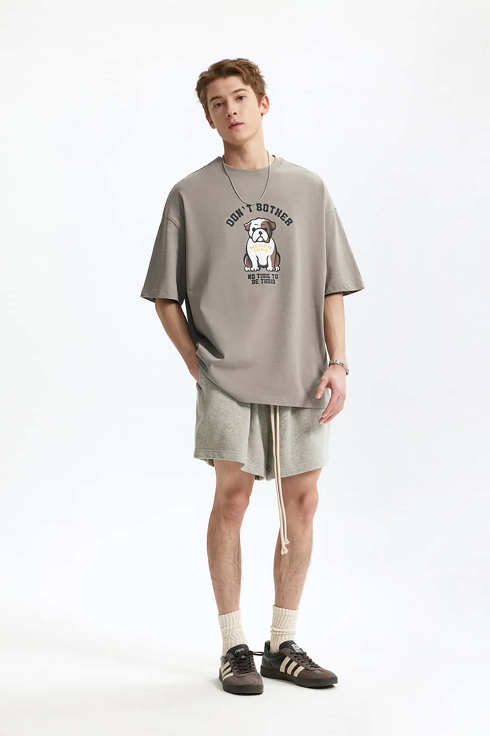 French Bulldog Fun Print T-Shirt - Vintage Heavyweight Casual Short Sleeve