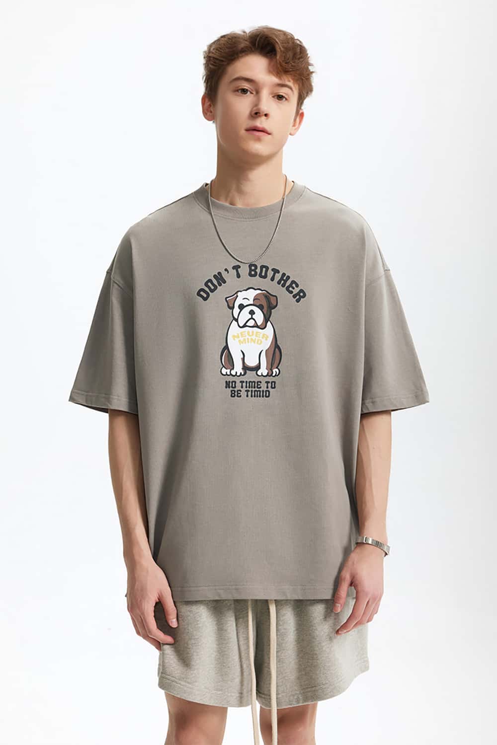 French Bulldog Fun Print T-Shirt - Vintage Heavyweight Casual Short Sleeve