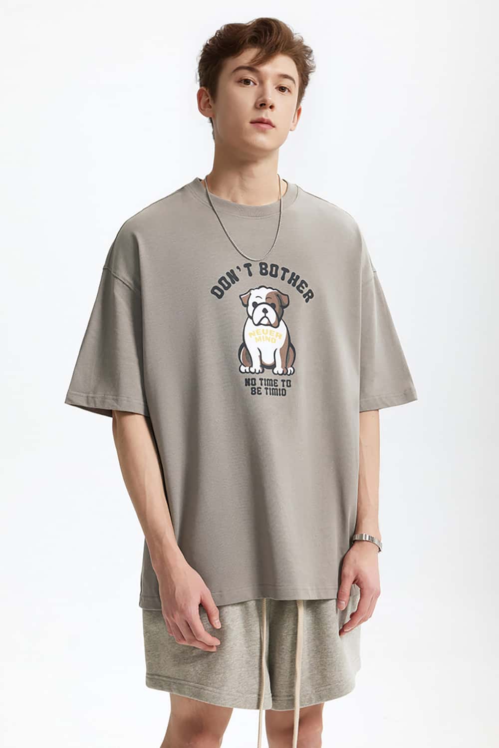 French Bulldog Fun Print T-Shirt - Vintage Heavyweight Casual Short Sleeve